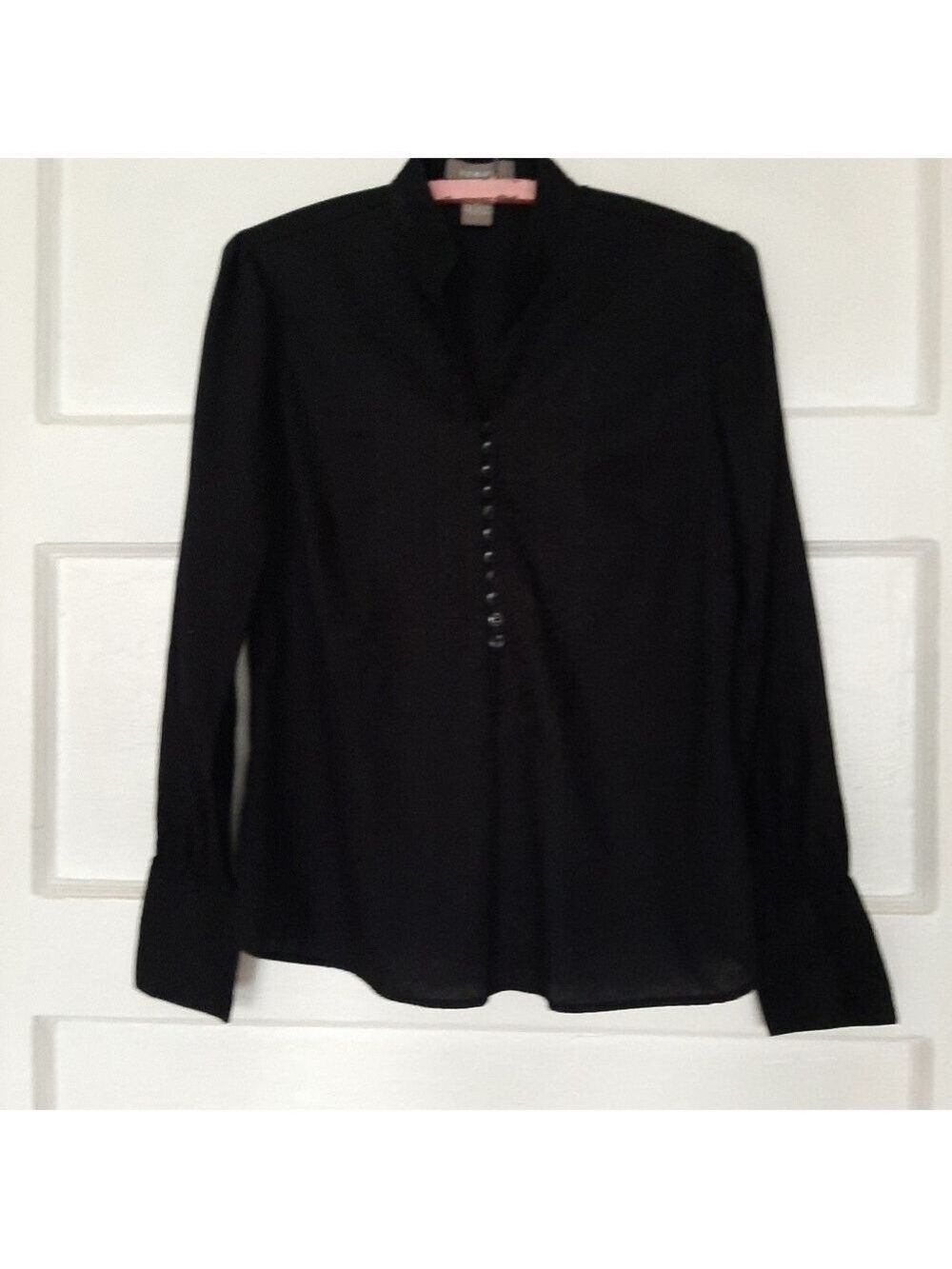Embroidered Victorian Style High Neck Button Front Blouse Top
